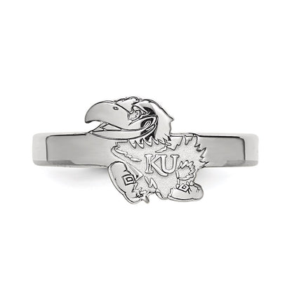 Sterling Silver Rhodium Plated Logoart University Of Kansas Jayhawk Toe Ring