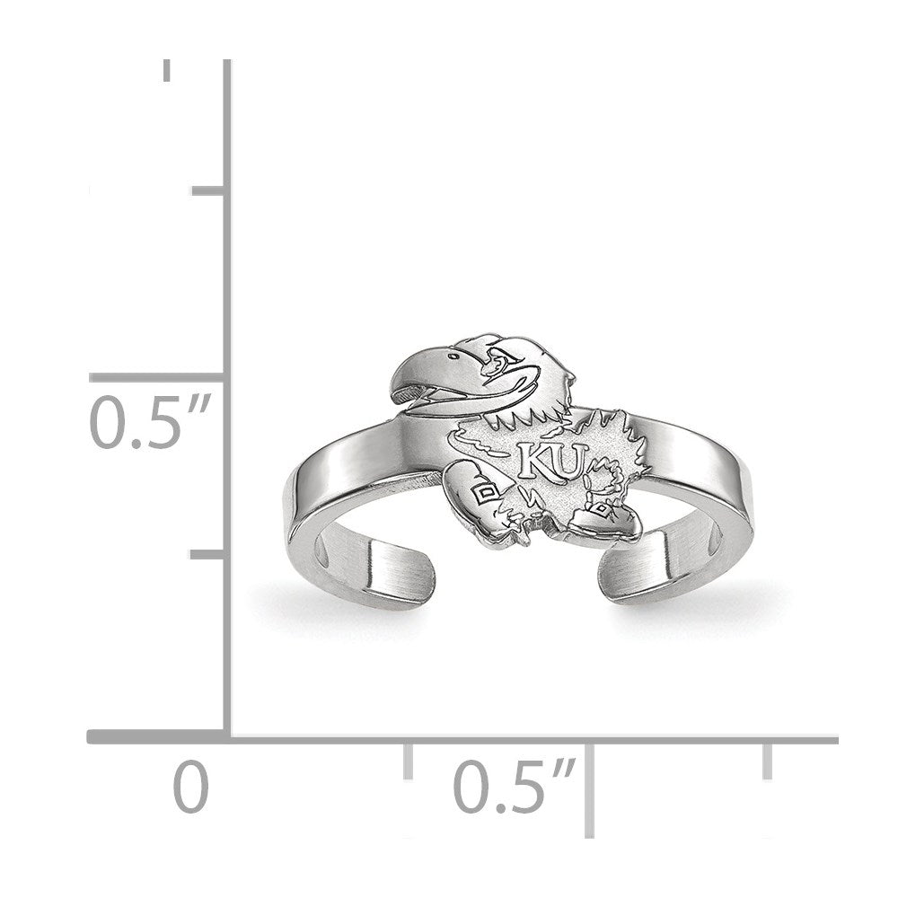 Sterling Silver Rhodium Plated Logoart University Of Kansas Jayhawk Toe Ring