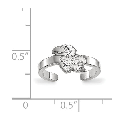 Sterling Silver Rhodium Plated Logoart University Of Kansas Jayhawk Toe Ring