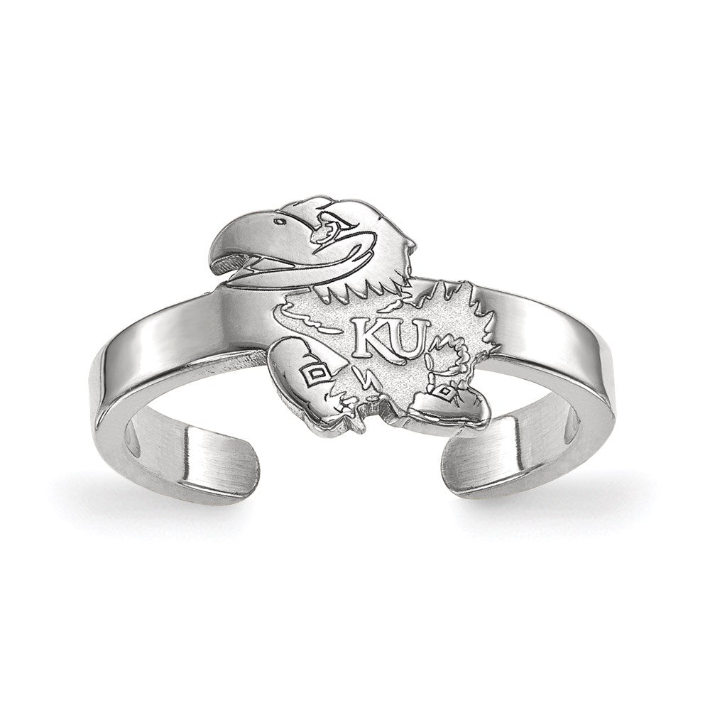 Sterling Silver Rhodium Plated Logoart University Of Kansas Jayhawk Toe Ring