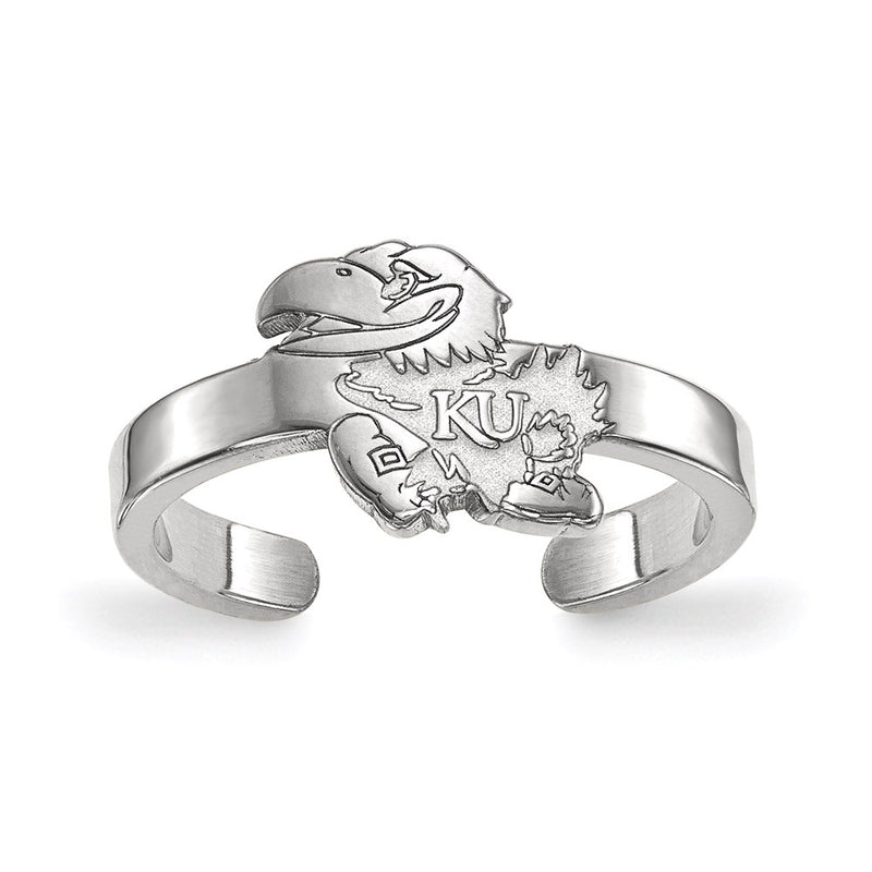 Sterling Silver Rhodium Plated Logoart University Of Kansas Jayhawk Toe Ring