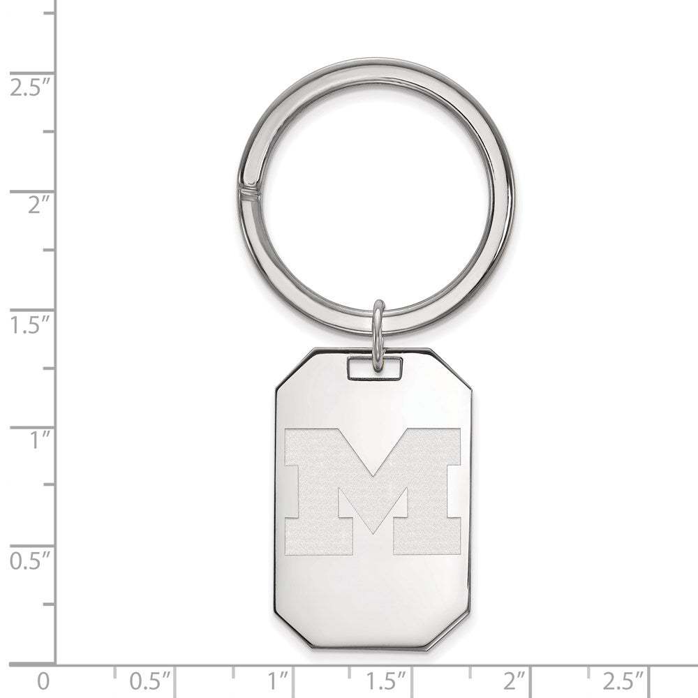 Sterling Silver Rhod-Pltd Logoart University of Michigan Key Ring