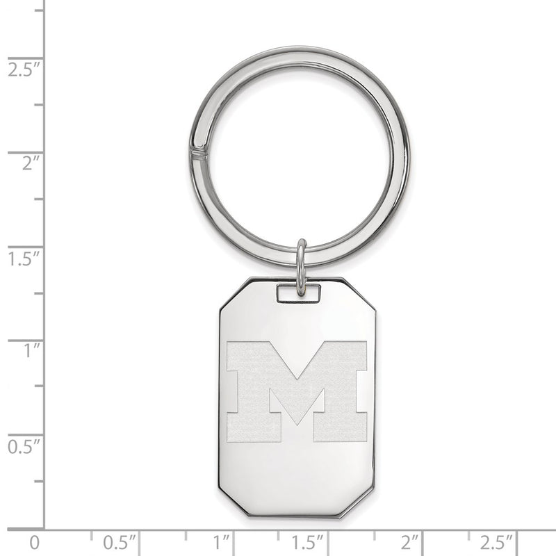 Sterling Silver Rhod-Pltd Logoart University of Michigan Key Ring