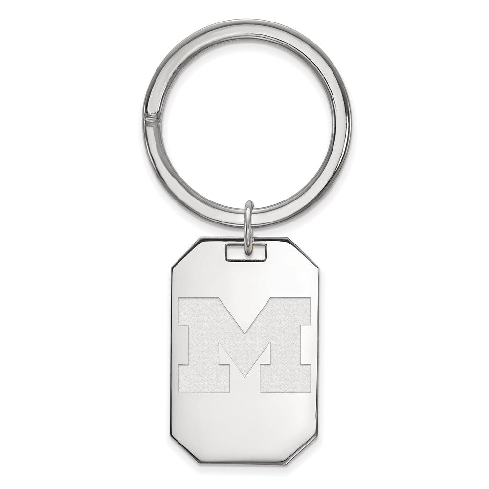 Sterling Silver Rhod-Pltd Logoart University of Michigan Key Ring