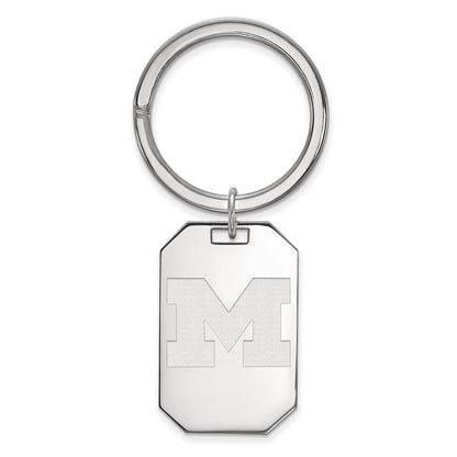 Sterling Silver Rhod-Pltd Logoart University of Michigan Key Ring