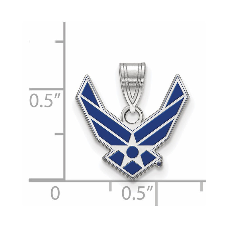 Sterling Silver Rhod-Pltd Logoart U.s. Air Force Small Enamel Pendant