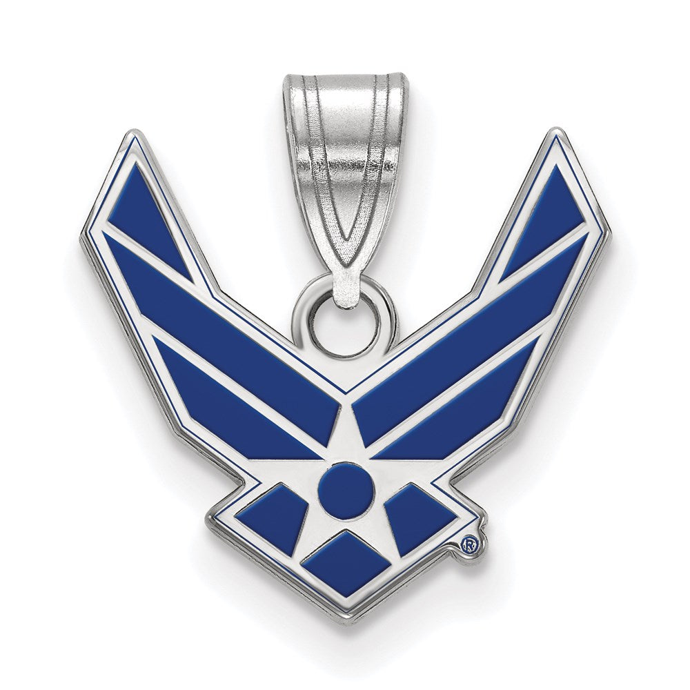 Sterling Silver Rhod-Pltd Logoart U.s. Air Force Small Enamel Pendant