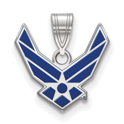 Sterling Silver Rhod-Pltd Logoart U.s. Air Force Small Enamel Pendant