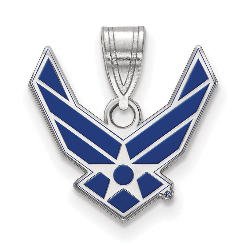 Sterling Silver Rhod-Pltd Logoart U.s. Air Force Small Enamel Pendant