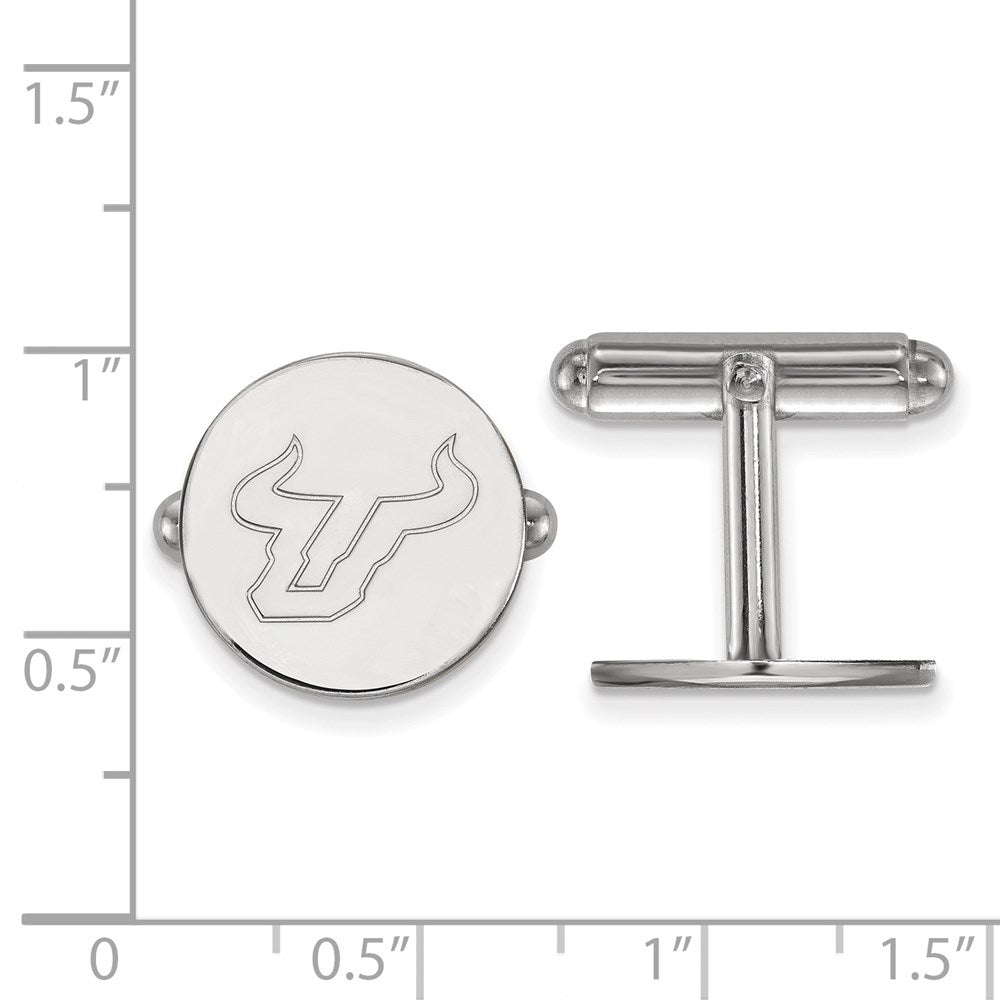 Sterling Silver Rhodium-Plated Logoart U. of South Florida Bull Cuff Links