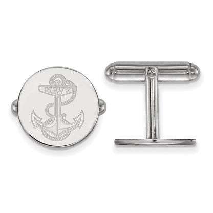 Sterling Silver Rhod-Pltd Logoart Us Naval Academy Cuff Links
