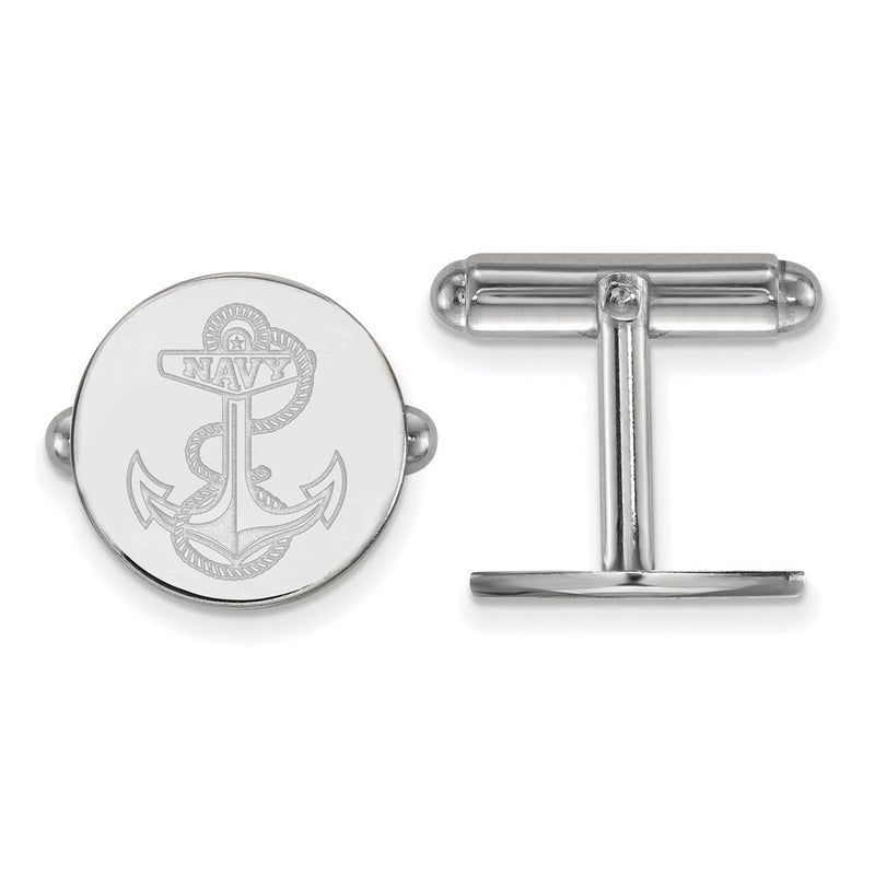 Sterling Silver Rhod-Pltd Logoart Us Naval Academy Cuff Links