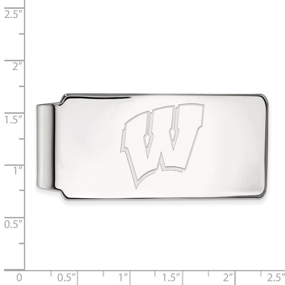 Sterling Silver Rhod-Pltd Logoart University of Wisconsin Money Clip
