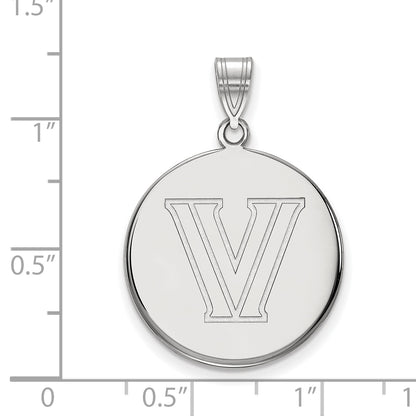 10K White Gold Logoart Villanova University Letter V Large Disc Pendant