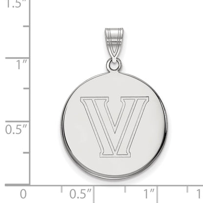 10K White Gold Logoart Villanova University Letter V Large Disc Pendant