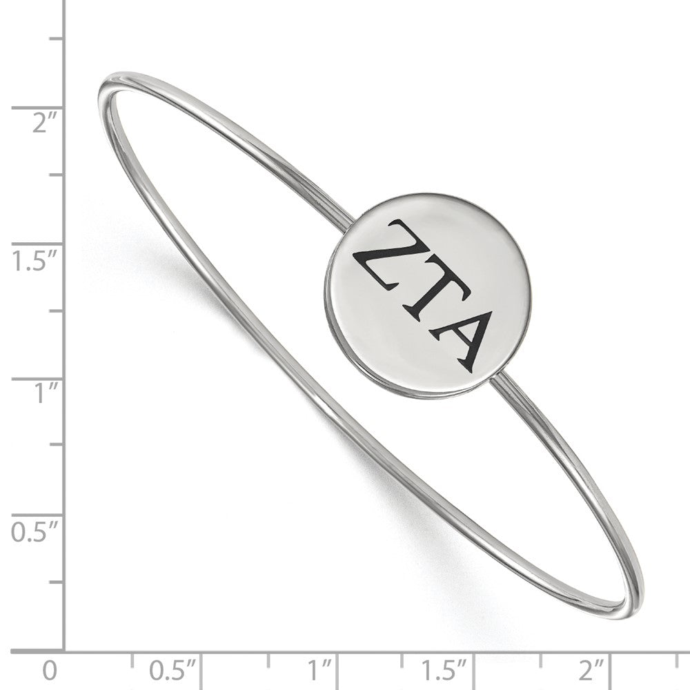 Sterling Silver Rh Plated Logoart Zeta Tau Alpha Enameled Slip On Bangle Bracelet