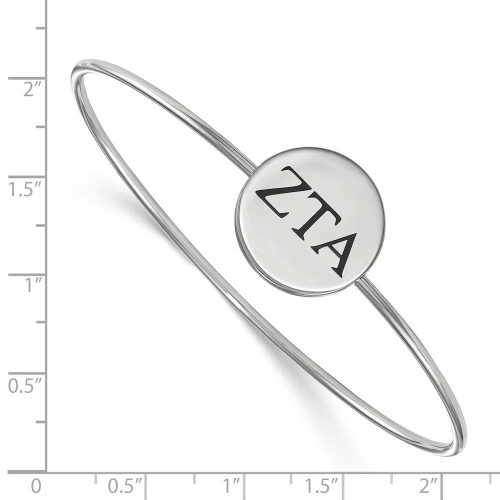 Sterling Silver Rh Plated Logoart Zeta Tau Alpha Enameled Slip On Bangle Bracelet