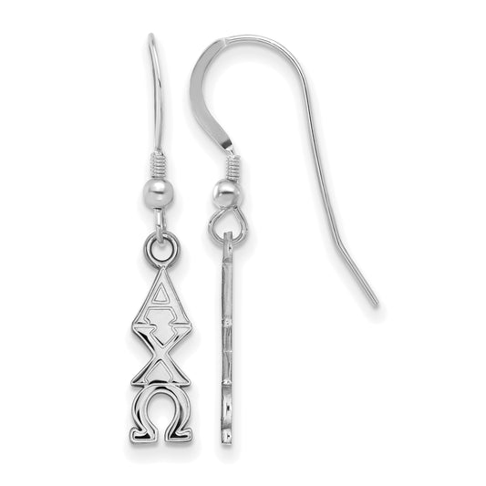 Sterling Silver Rhodium Plated Logoart Alpha Chi Omega Sorority Greek Letters Small Dangle Wire Earrings