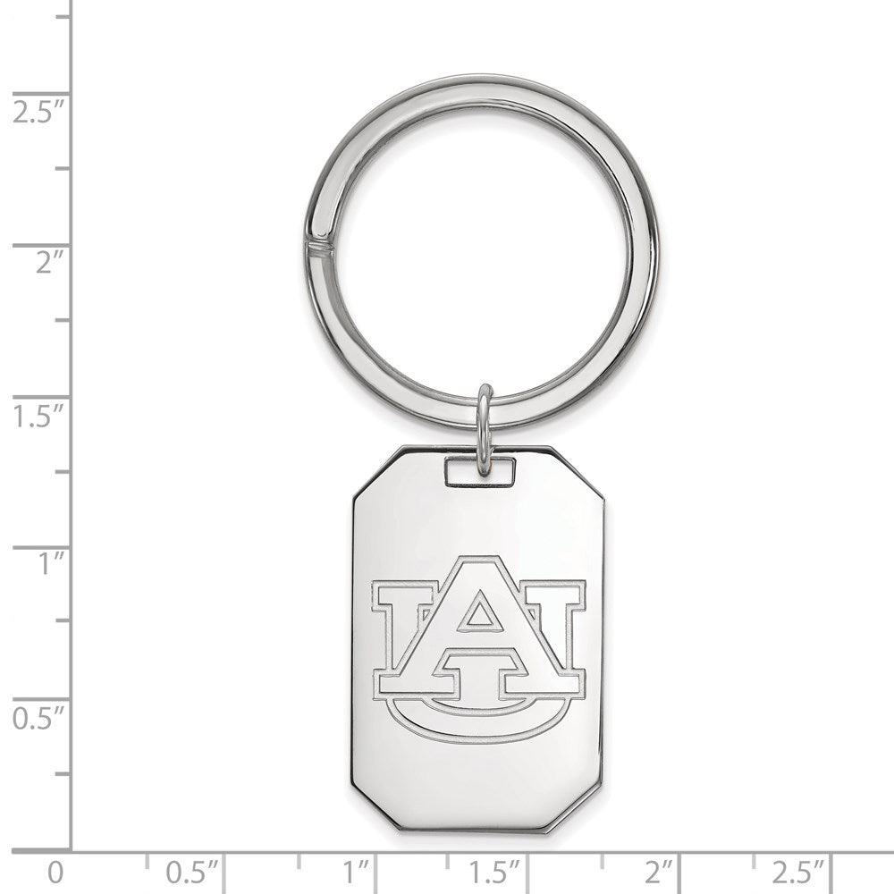 Sterling Silver Rhodium-Plated Logoart Auburn University Key Ring
