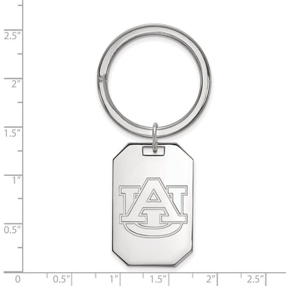 Sterling Silver Rhodium-Plated Logoart Auburn University Key Ring