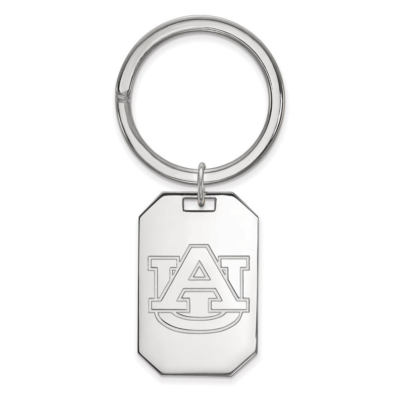 Sterling Silver Rhodium-Plated Logoart Auburn University Key Ring