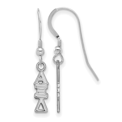 Sterling Silver Rhodium Plated Logoart Alpha Xi Delta Sorority Greek Letters Small Dangle Wire Earrings