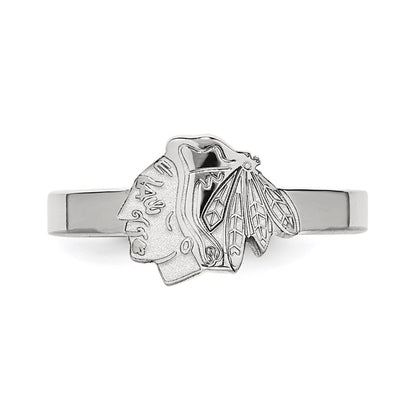 Sterling Silver Rhodium Plated Nhl Logoart Chicago Blackhawks Toe Ring