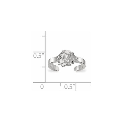 Sterling Silver Rhodium Plated Nhl Logoart Chicago Blackhawks Toe Ring