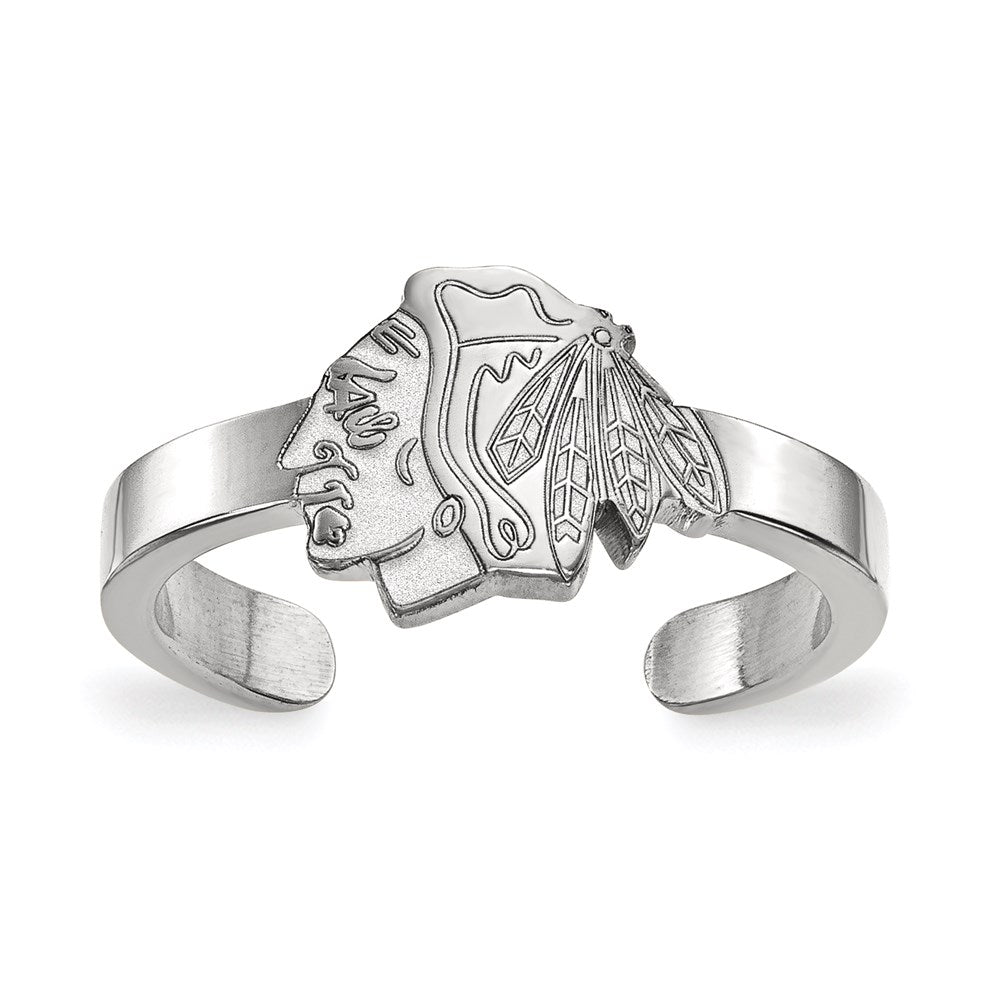 Sterling Silver Rhodium Plated Nhl Logoart Chicago Blackhawks Toe Ring