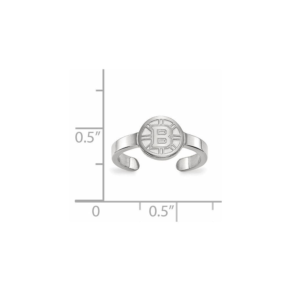 Sterling Silver Rhodium Plated Nhl Logoart Boston Bruins Toe Ring
