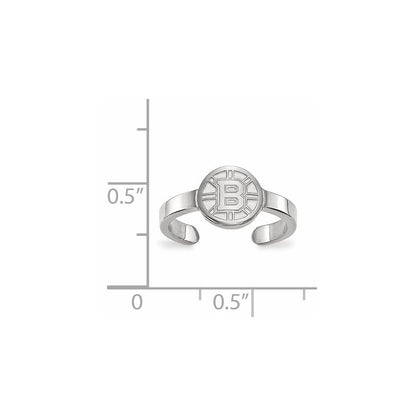 Sterling Silver Rhodium Plated Nhl Logoart Boston Bruins Toe Ring