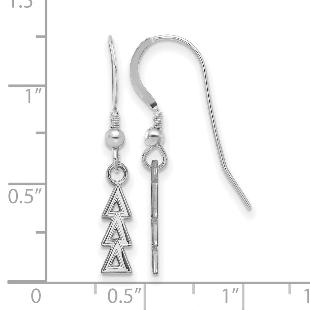 Sterling Silver Rhodium Plated Logoart Delta Sorority Greek Letters Small Dangle Wire Earrings