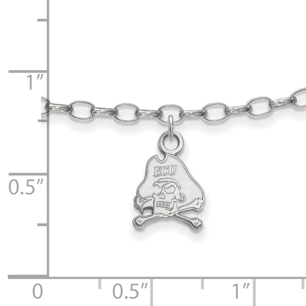 Sterling Silver Rhod-Pltd Logoart East Carolina University Anklet