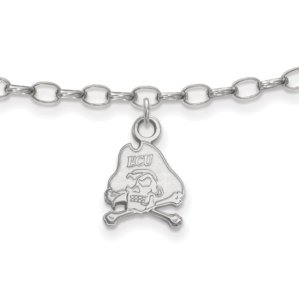 Sterling Silver Rhod-Pltd Logoart East Carolina University Anklet
