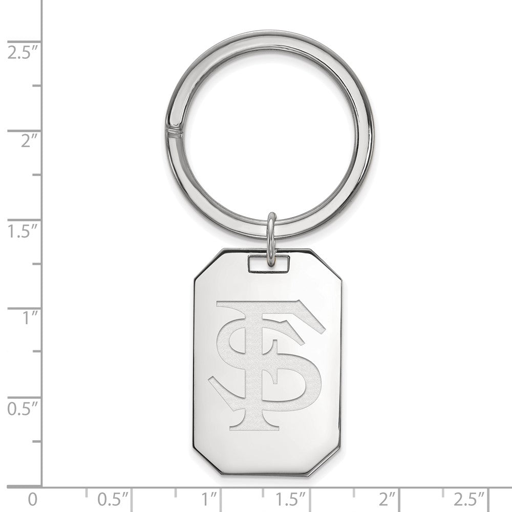 Sterling Silver Rhod-Pltd Logoart Florida State University F-S Key Ring