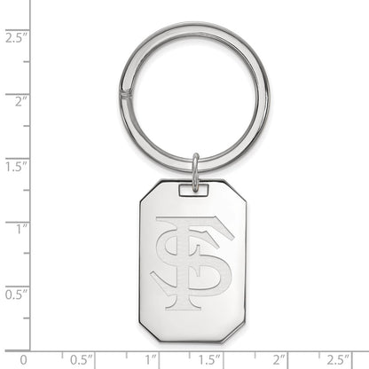 Sterling Silver Rhod-Pltd Logoart Florida State University F-S Key Ring