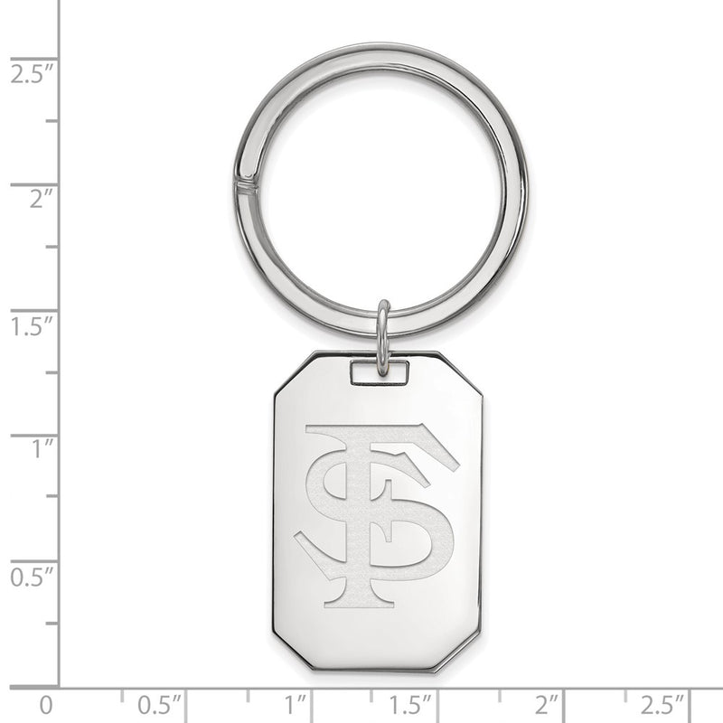 Sterling Silver Rhod-Pltd Logoart Florida State University F-S Key Ring