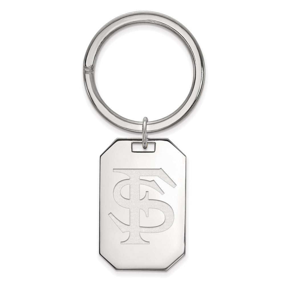 Sterling Silver Rhod-Pltd Logoart Florida State University F-S Key Ring