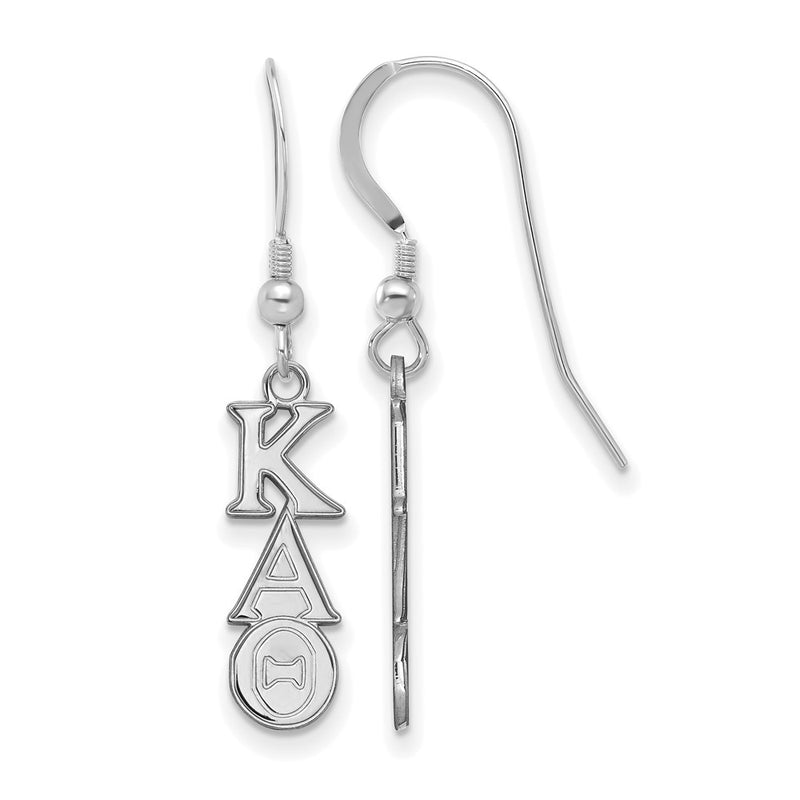 Sterling Silver Rhodium Plated Logoart Kappa Alpha Theta Extra Sorority Greek Letters Small Dangle Wire Earrings