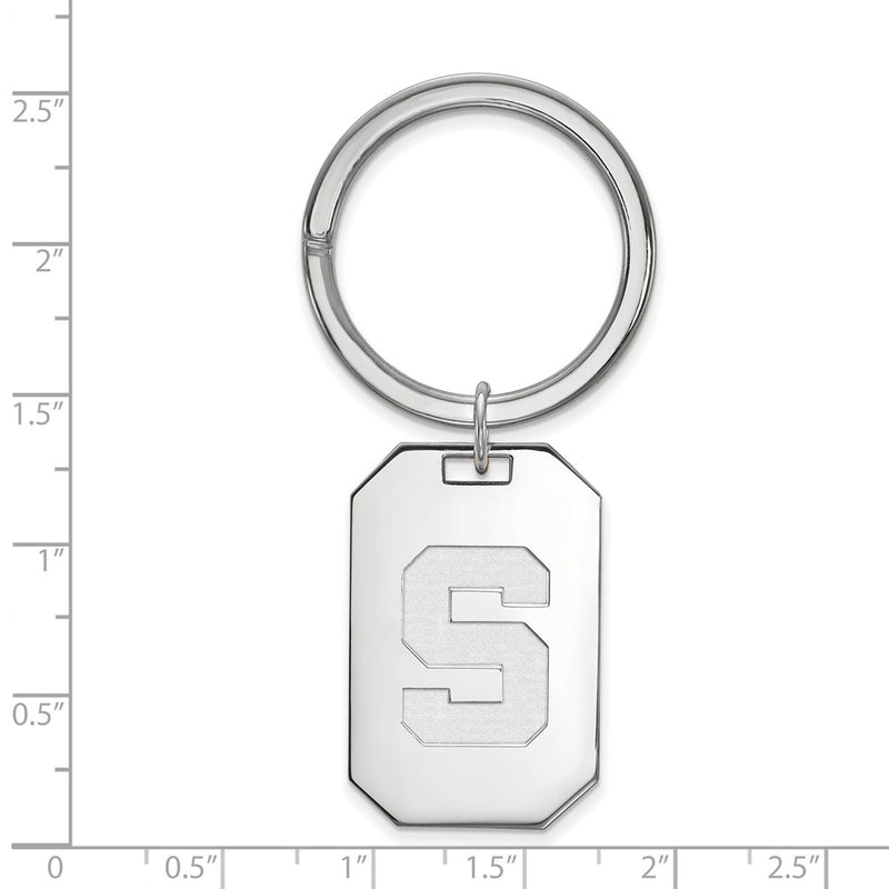 Sterling Silver Rhod-Pltd Logoart Michigan State University Key Ring