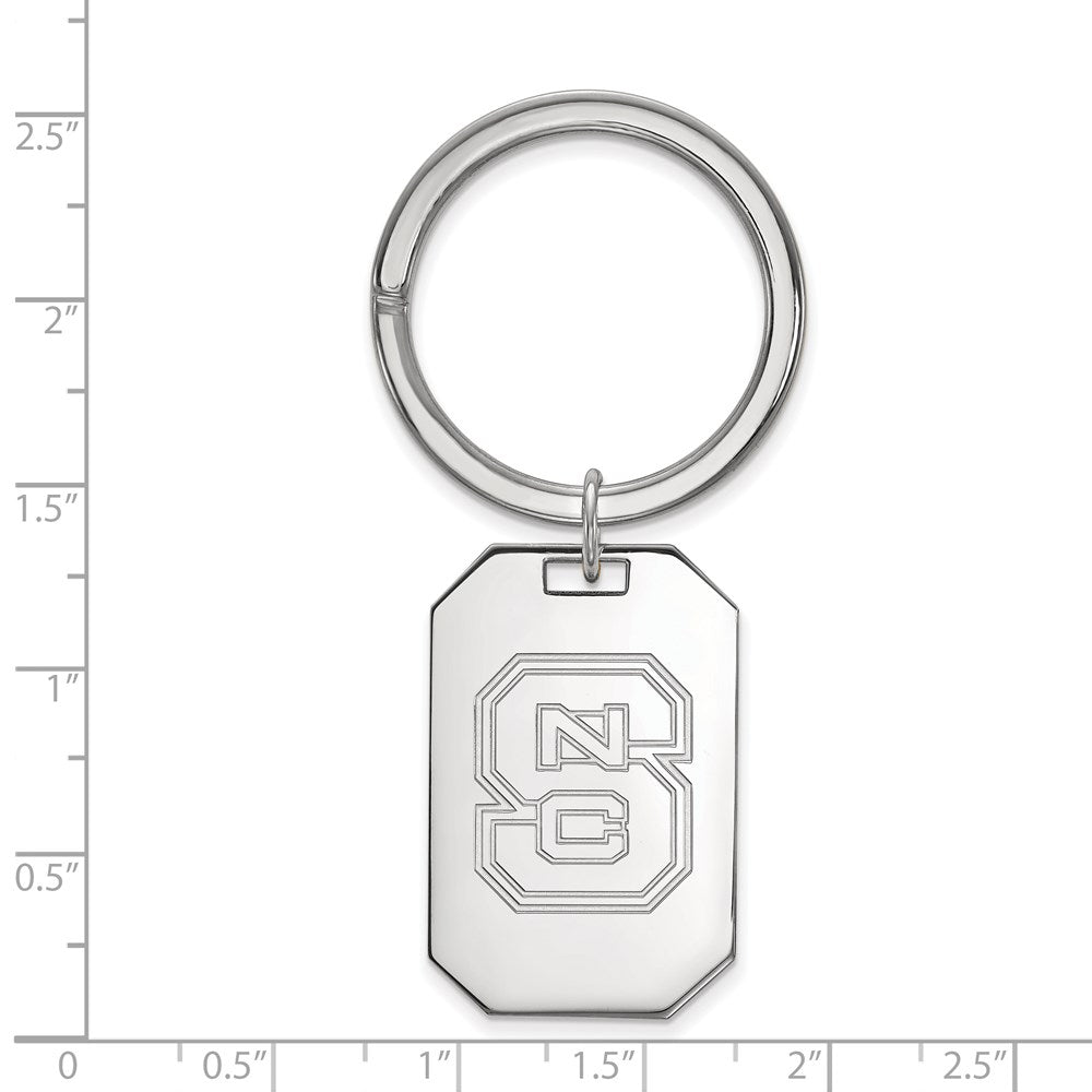 Sterling Silver Rhod-Pltd Logoart North Carolina State University Key Ring