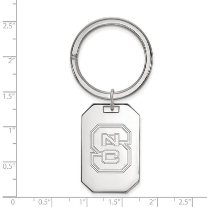 Sterling Silver Rhod-Pltd Logoart North Carolina State University Key Ring