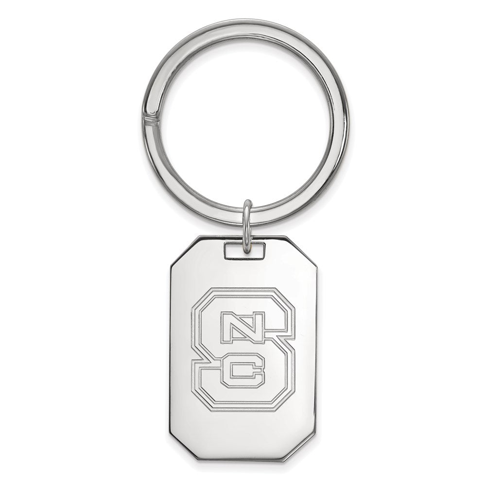 Sterling Silver Rhod-Pltd Logoart North Carolina State University Key Ring