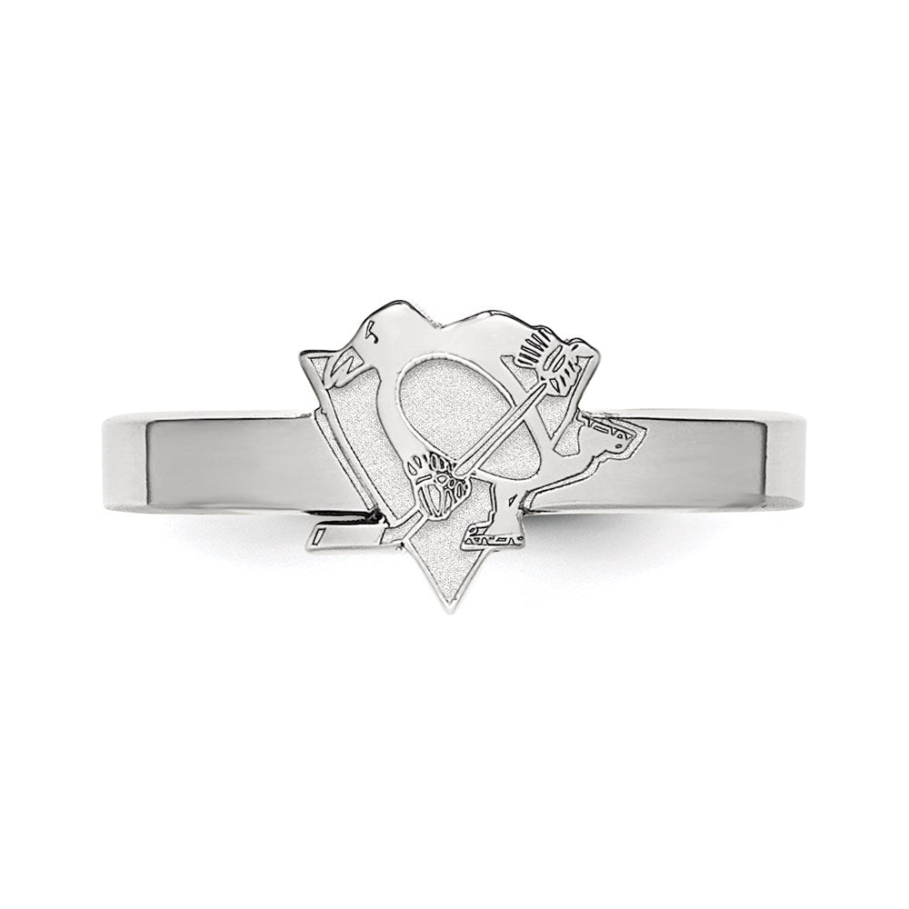 Sterling Silver Rhodium Plated Nhl Logoart Pittsburgh Penguins Toe Ring