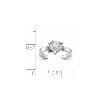 Sterling Silver Rhodium Plated Nhl Logoart Pittsburgh Penguins Toe Ring