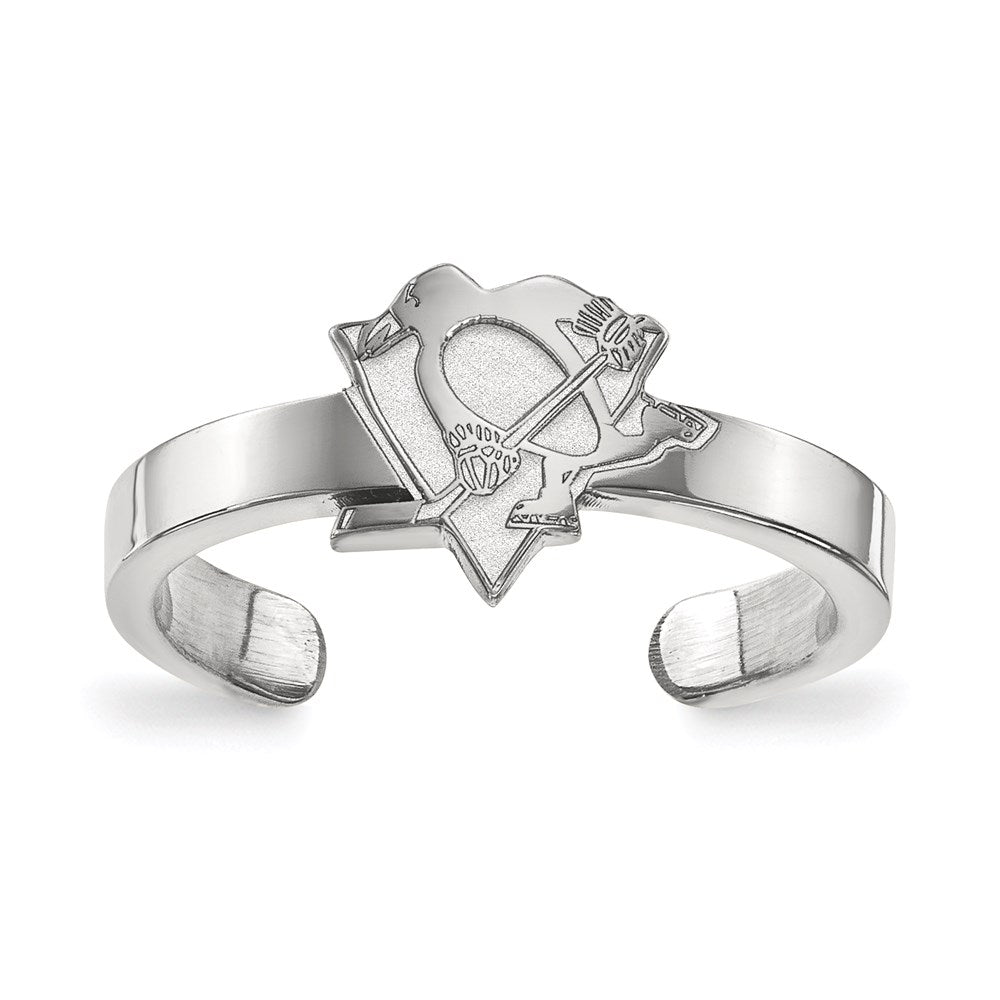 Sterling Silver Rhodium Plated Nhl Logoart Pittsburgh Penguins Toe Ring