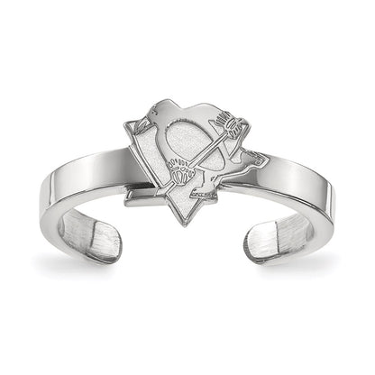 Sterling Silver Rhodium Plated Nhl Logoart Pittsburgh Penguins Toe Ring
