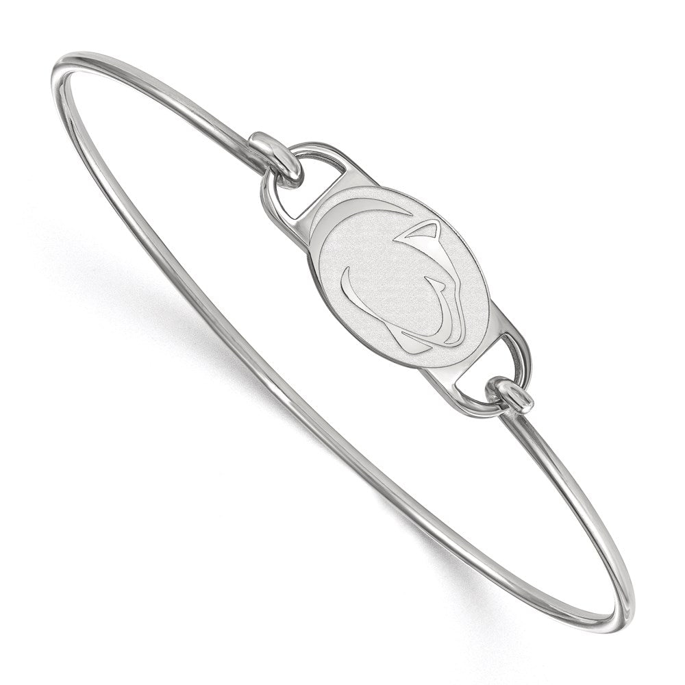 Sterling Silver Rhodium Plated Logoart Penn State University Lion Small Center 7 Inch Wire Bangle