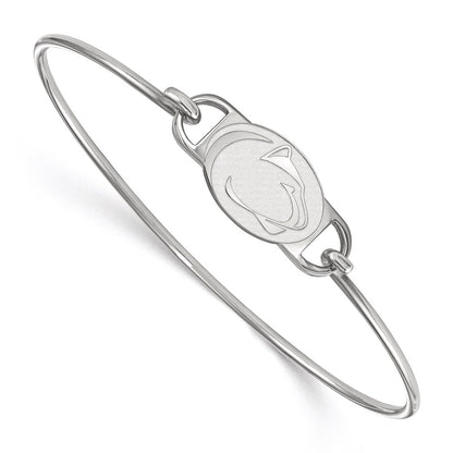 Sterling Silver Rhodium Plated Logoart Penn State University Lion Small Center 7 Inch Wire Bangle