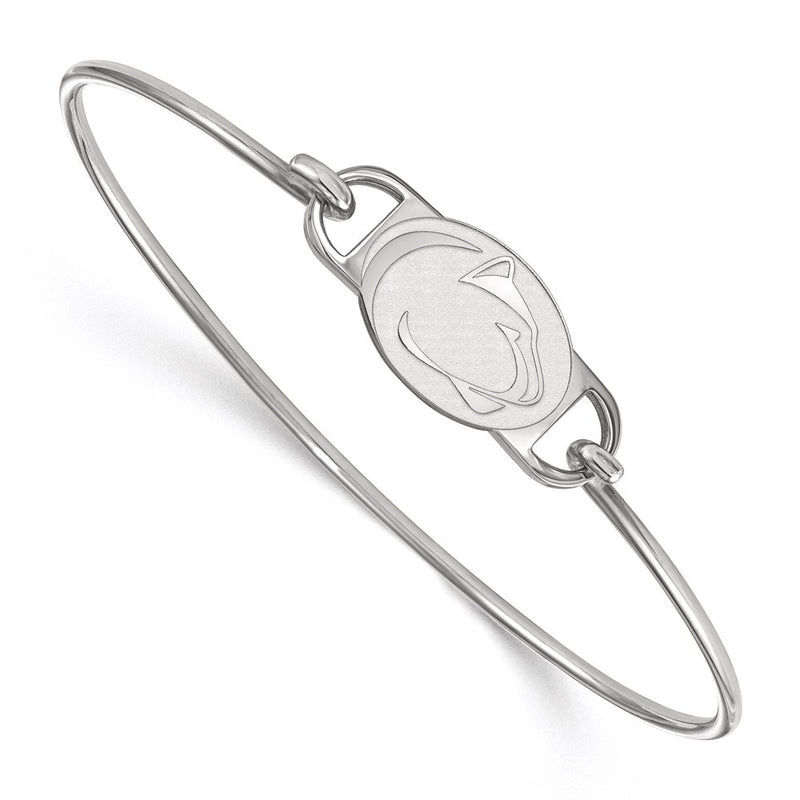 Sterling Silver Rhodium Plated Logoart Penn State University Lion Small Center 7 Inch Wire Bangle